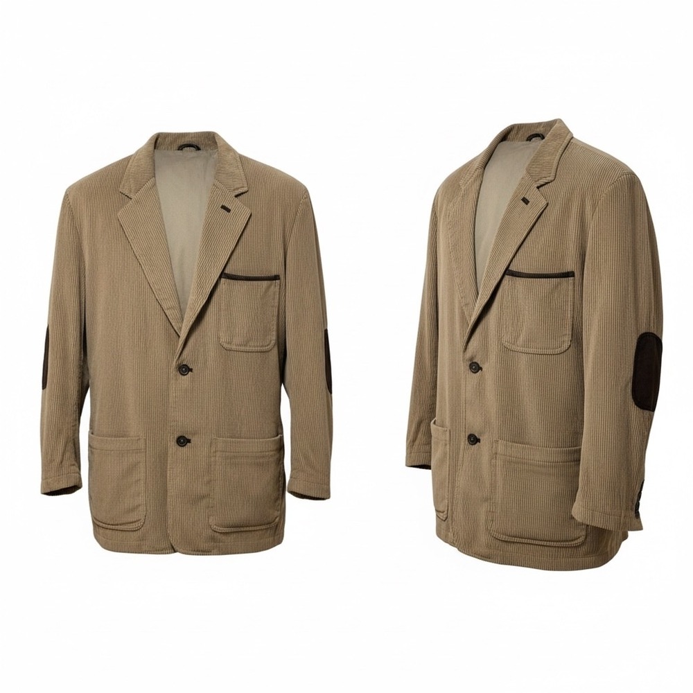 Vintage Travel smith Mens Corduroy Blazer‎ Jacket Tan Elbow Patches Size L